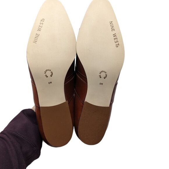 Vintage 1990s Nine West Casual Shoes Brown Slip On Leather Pump Block Heels 8.0 - Picture 4 of 6